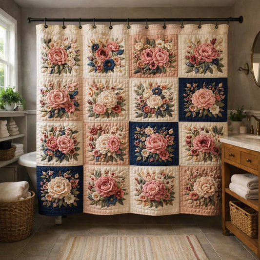 Vintage Rose Quilt Shower Curtain GFTOHD14565