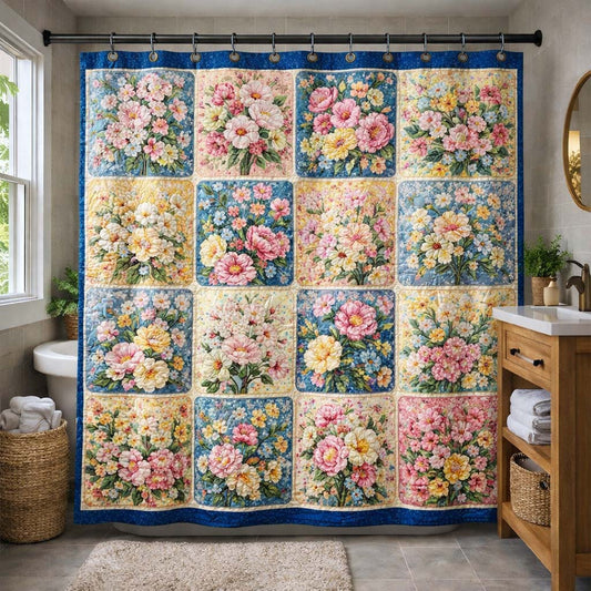 Pastel Blossom Patch Shower Curtain GFTOHD14566