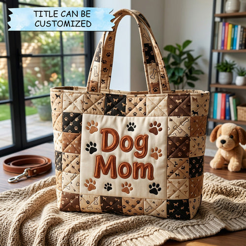 Paw Love Patchwork Quilted Tote Bag QTCUZ GFTOHD14579