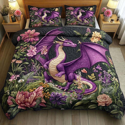 Floral Dragon Dream 3-Piece Quilted Bedding Set GFTOHD14590