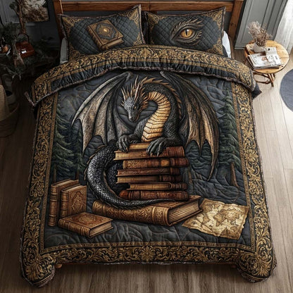 Shadow Dragon Library 3-Piece Quilted Bedding Set GFTOHD14593