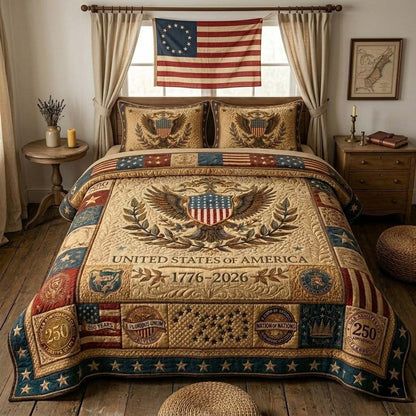 Vintage Eagle Honor 3-Piece Quilted Bedding Set GFTOHD14598