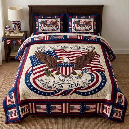 Stars Freedom Emblem 3-Piece Quilted Bedding Set GFTOHD14601