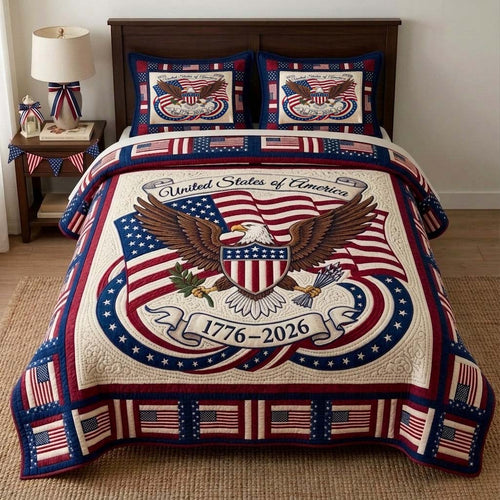 Stars Freedom Emblem 3-Piece Quilted Bedding Set GFTOHD14601