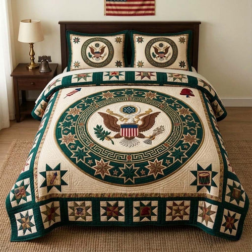 Liberty Circle Crest 3-Piece Quilted Bedding Set GFTOHD14604