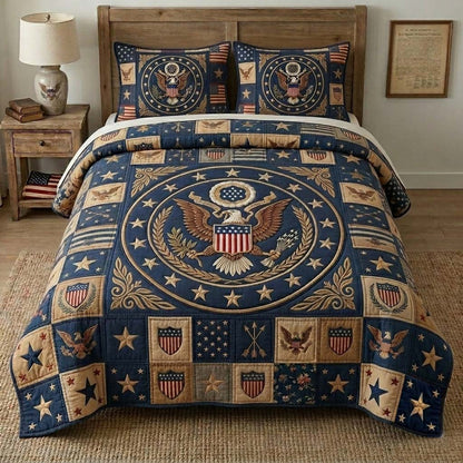 Liberty Circle Crest 3-Piece Quilted Bedding Set GFTOHD14605