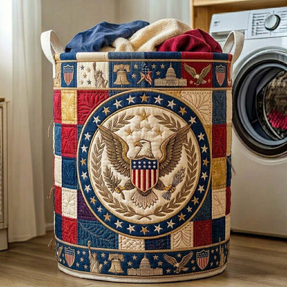 Patriot Circle Crest Quilted Laundry Basket GFTOHD14612