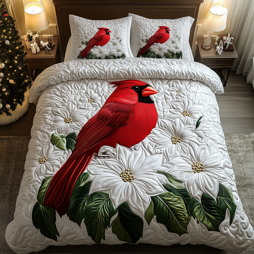 Cardinals in Bloom 3-Piece Quilted Bedding Set GFTOHD1461