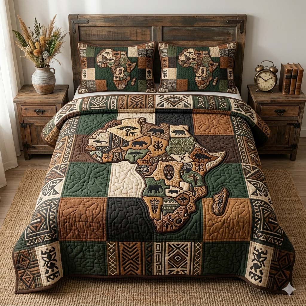 Africa Legacy 3-Piece Quilted Bedding Set GFTOHD14658