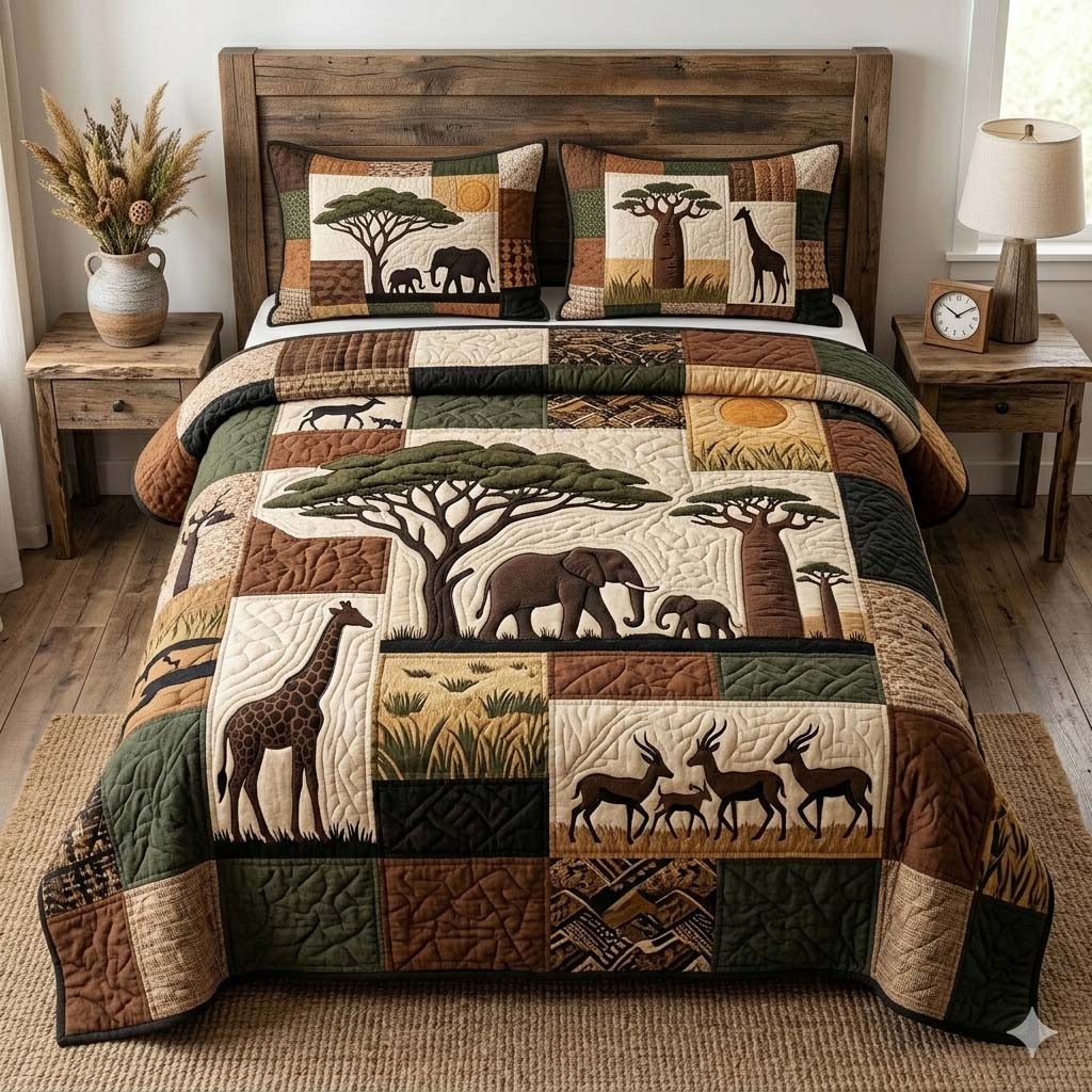 Savanna Journey 3-Piece Quilted Bedding Set GFTOHD14659