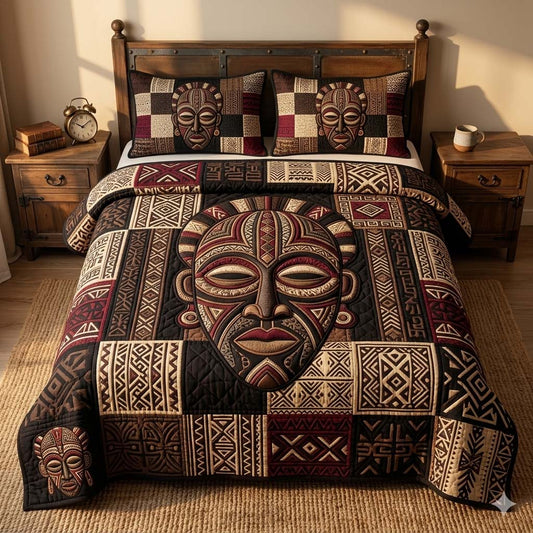 Mask Heritage 3-Piece Quilted Bedding Set GFTOHD14661