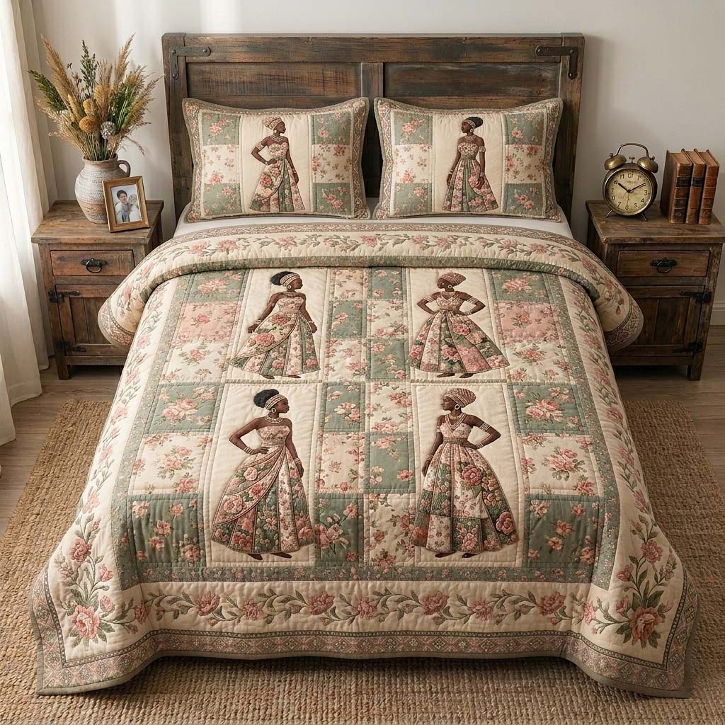 Floral Essence 3-Piece Quilted Bedding Set GFTOHD14715