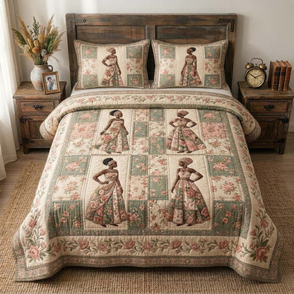 Floral Essence 3-Piece Quilted Bedding Set GFTOHD14715