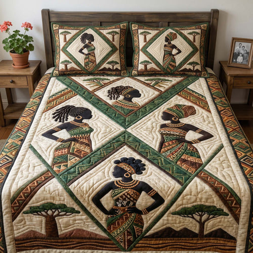 Tribal Silhouette 3-Piece Quilted Bedding Set GFTOHD14722