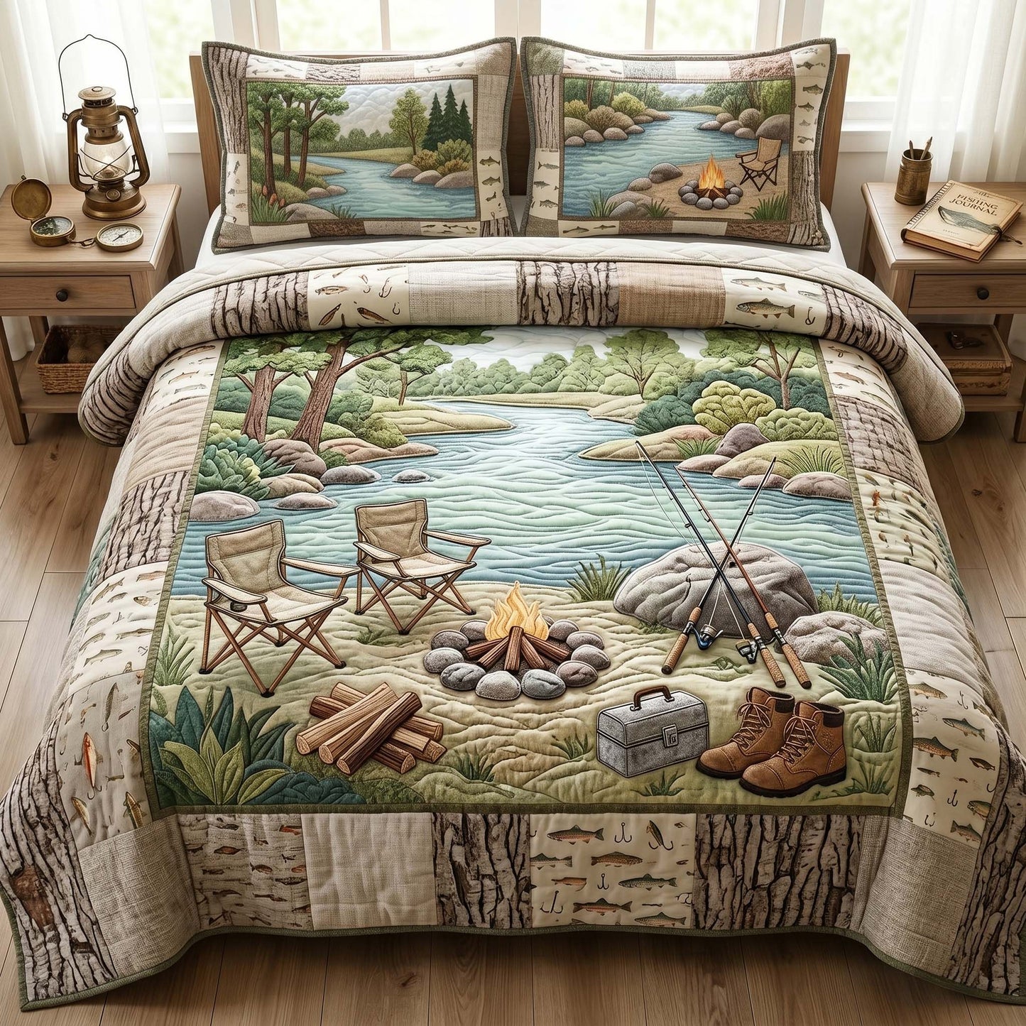 Riverside Escape 3-Piece Quilted Bedding Set GFTOHD14744