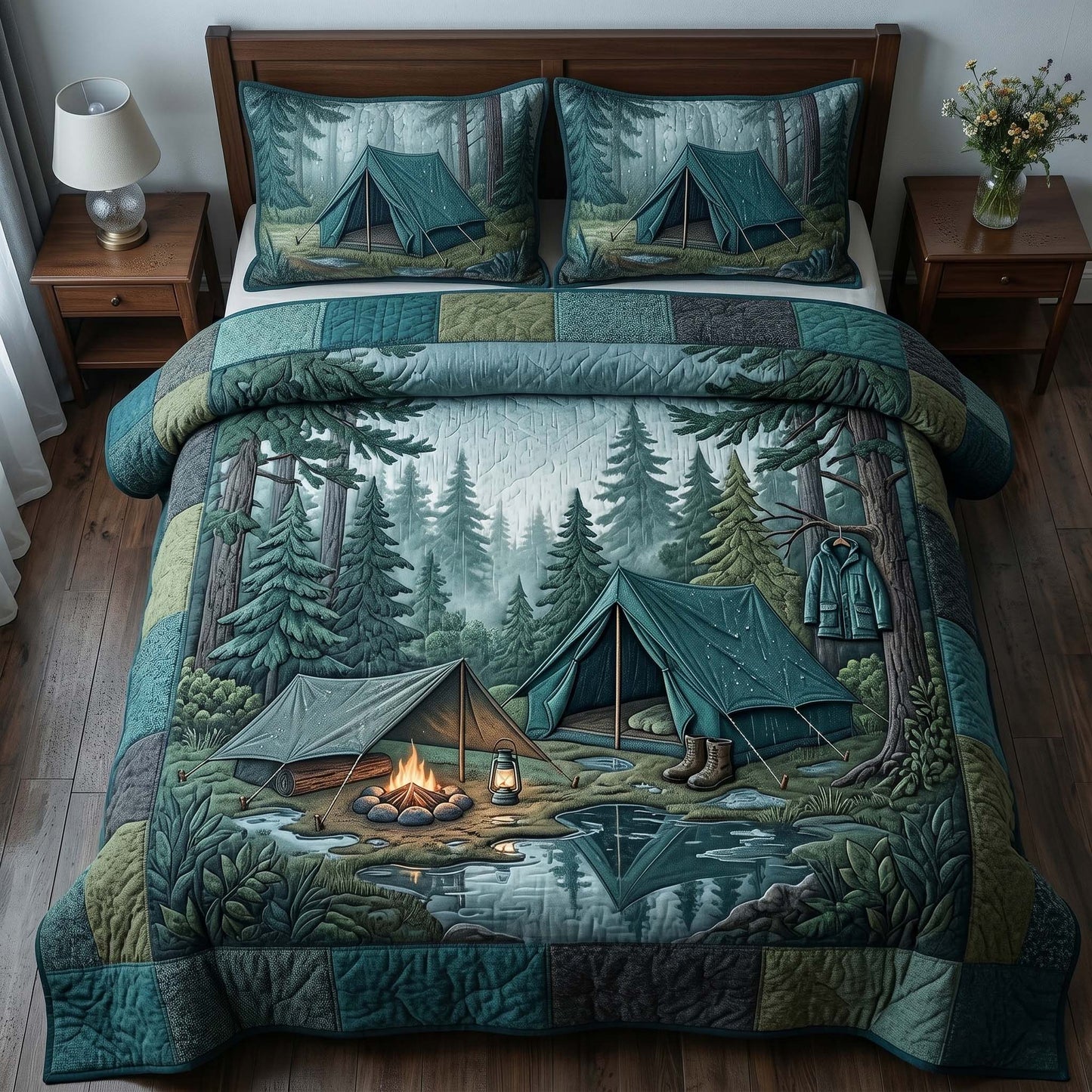 Misty Forest Camp 3-Piece Quilted Bedding Set GFTOHD14750