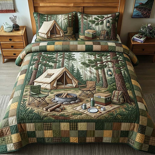 Forest Camp Life 3-Piece Quilted Bedding Set GFTOHD14753