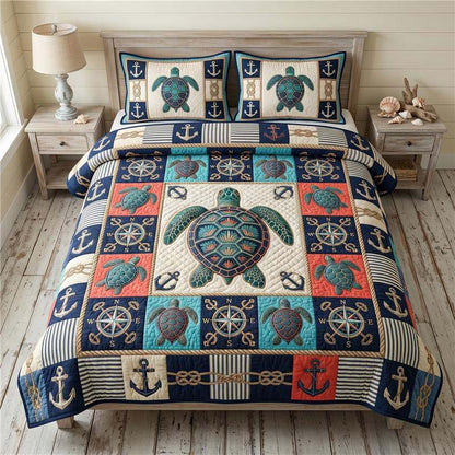 Mariner Turtle 3-Piece Quilted Bedding Set GFTOHD14787