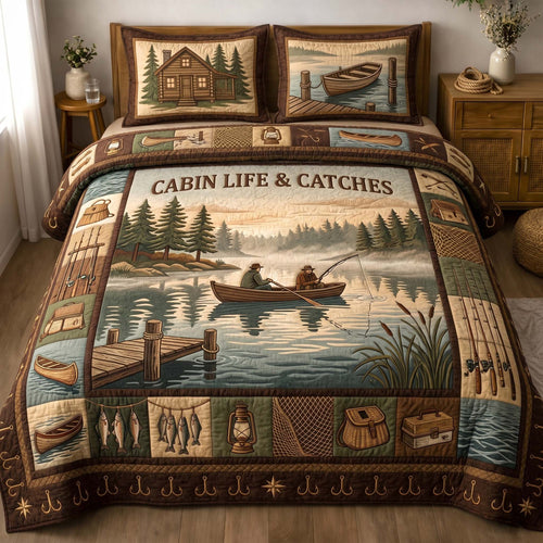 Quiet Angler 3-Piece Quilted Bedding Set GFTOHD14908