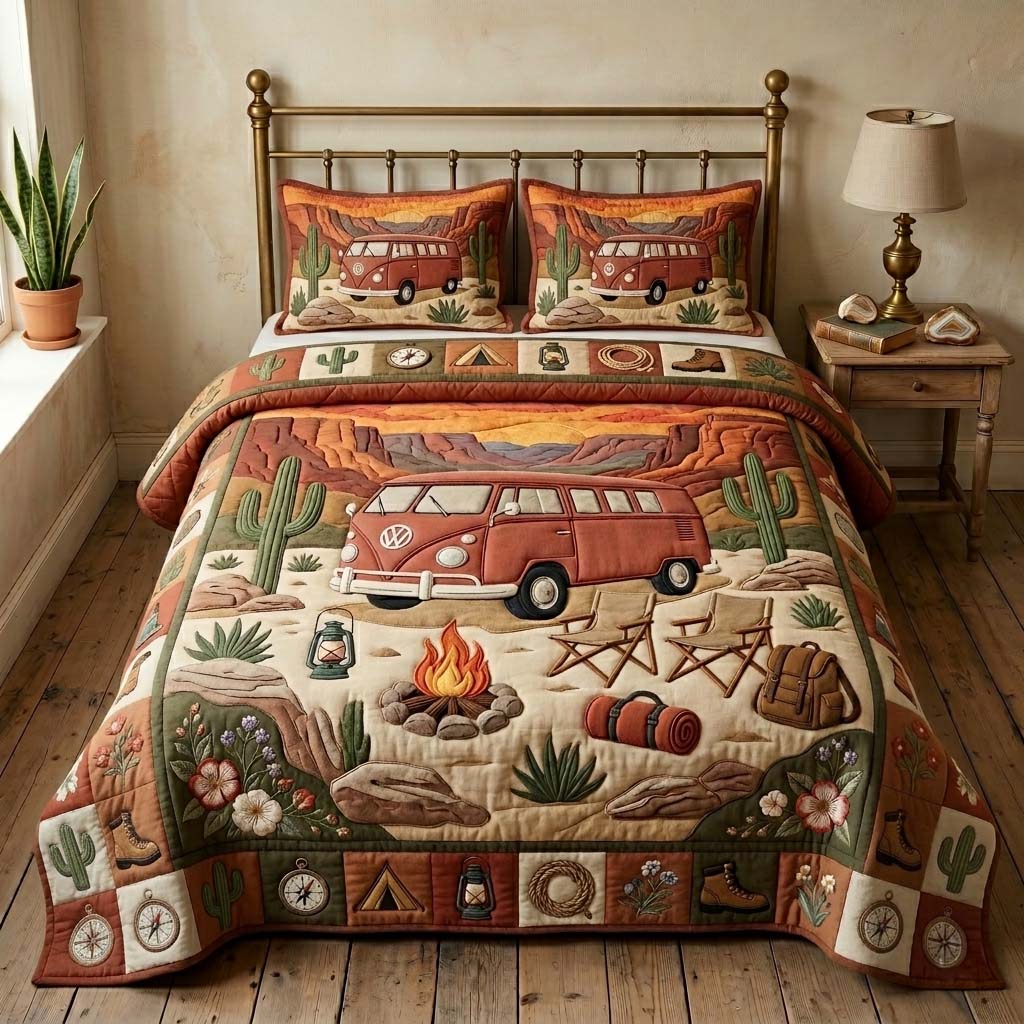 Desert Camper 3-Piece Quilted Bedding Set GFTOHD14915