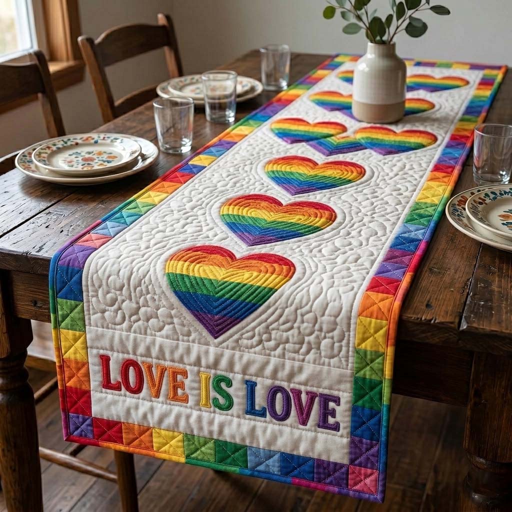 Rainbow Love Quilted Table Runner GFTOHD14961