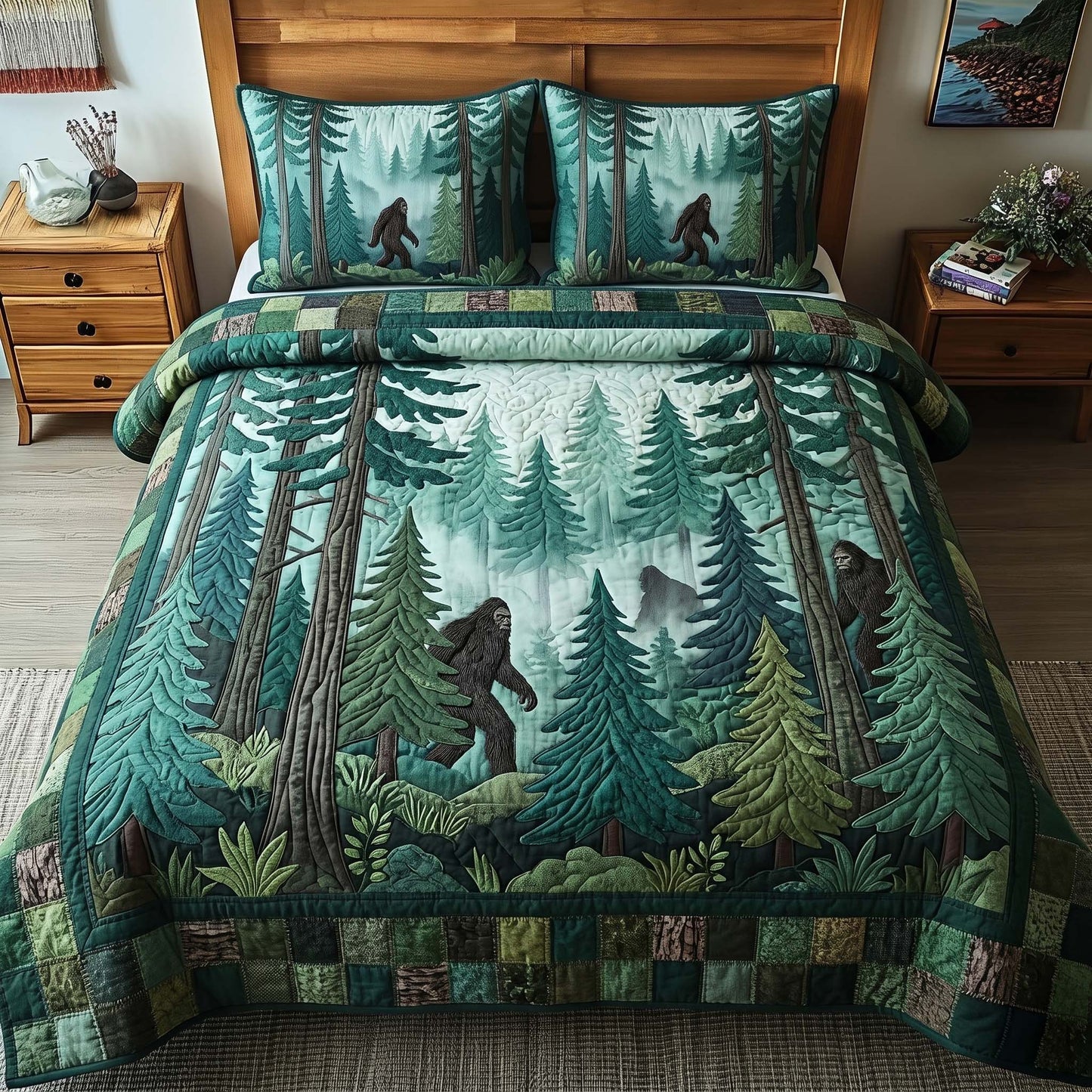 Forest Shadow Bigfoot 3-Piece Quilted Bedding Set GFTOHD14967