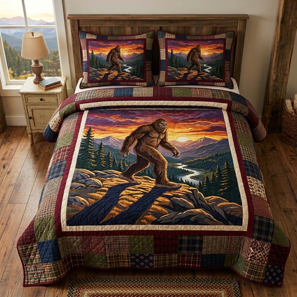 Sunset Trail Bigfoot 3-Piece Quilted Bedding Set GFTOHD14970