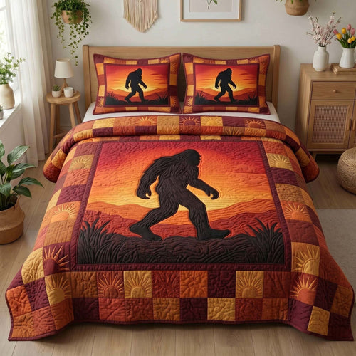 Sunset Silhouette Bigfoot 3-Piece Quilted Bedding Set GFTOHD14976