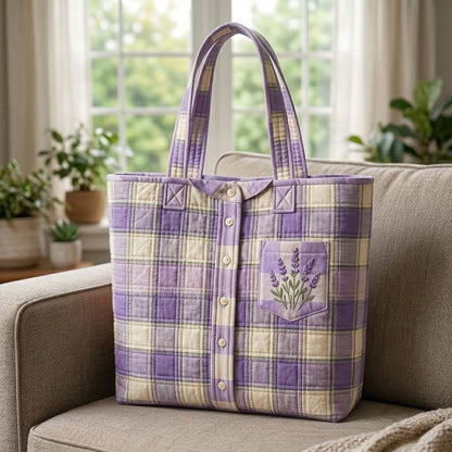 Lavender Patch Shirt Quilted Tote Bag GFTOHD14990