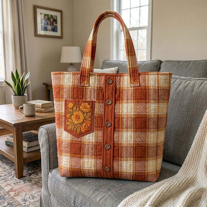 Autumn Patch Shirt Quilted Tote Bag GFTOHD14996