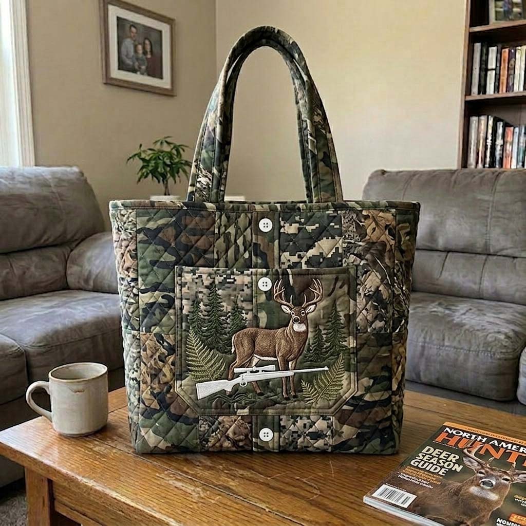 Hunter Camo Shirt Quilted Tote Bag GFTOHD15035