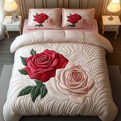 Vintage Roses 3-Piece Quilted Bedding Set GFTOHD1565