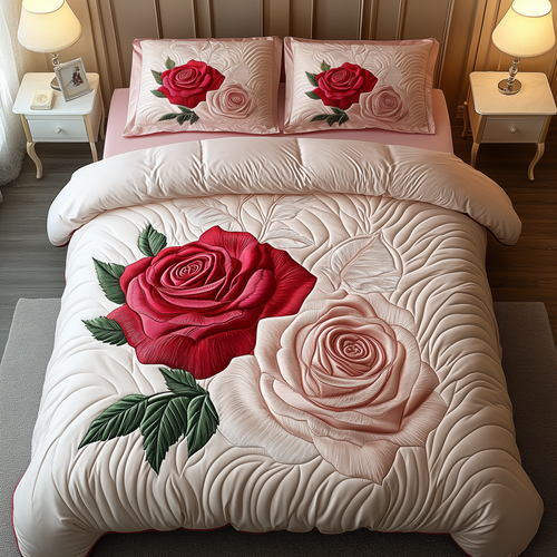 Vintage Roses 3-Piece Quilted Bedding Set GFTOHD1565