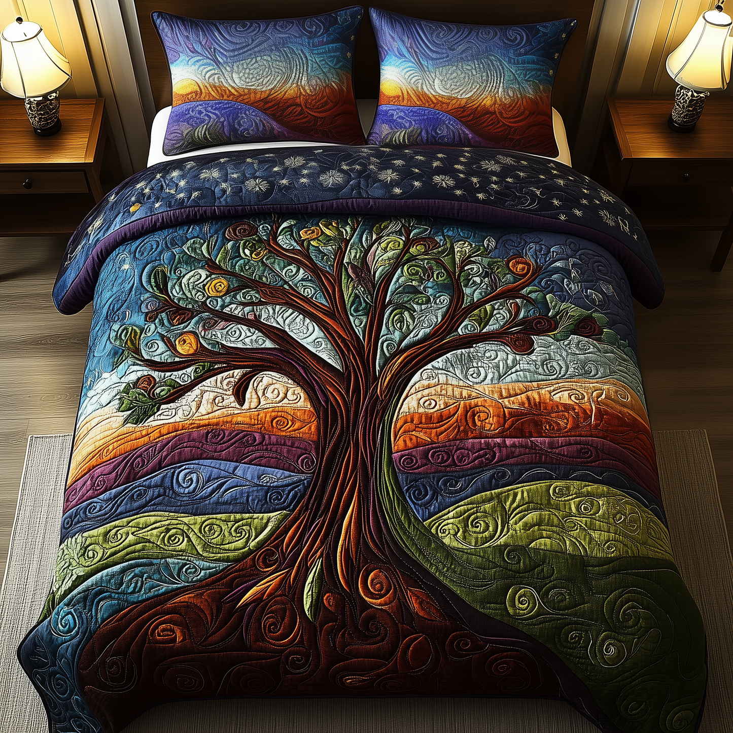 The Celestial Tree 3-Piece Quilted Bedding Set GFTOHD1592
