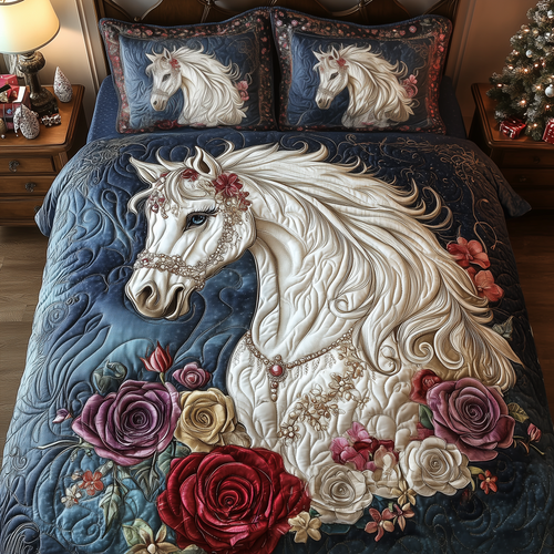 Luxurious Dreamy Horse 3-Piece Quilted Bedding Set GFTOHD1659