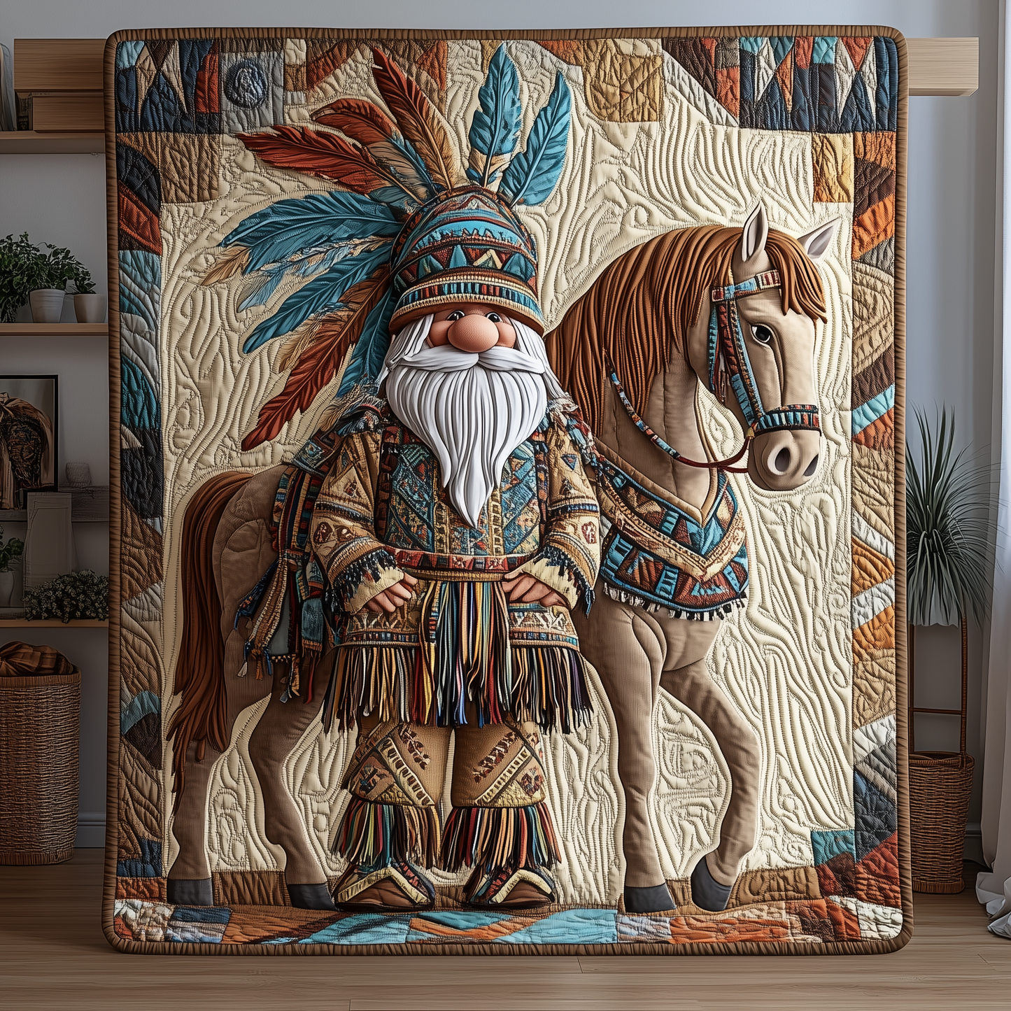 Gnome in Feathers Quilted Blanket GFTOHD1681
