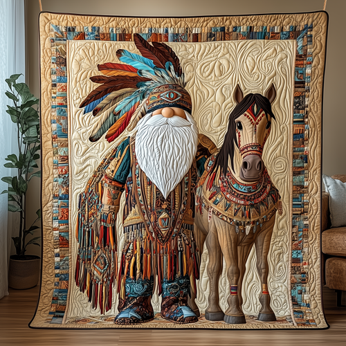 Gnome in Feathers Quilted Blanket GFTOHD1682