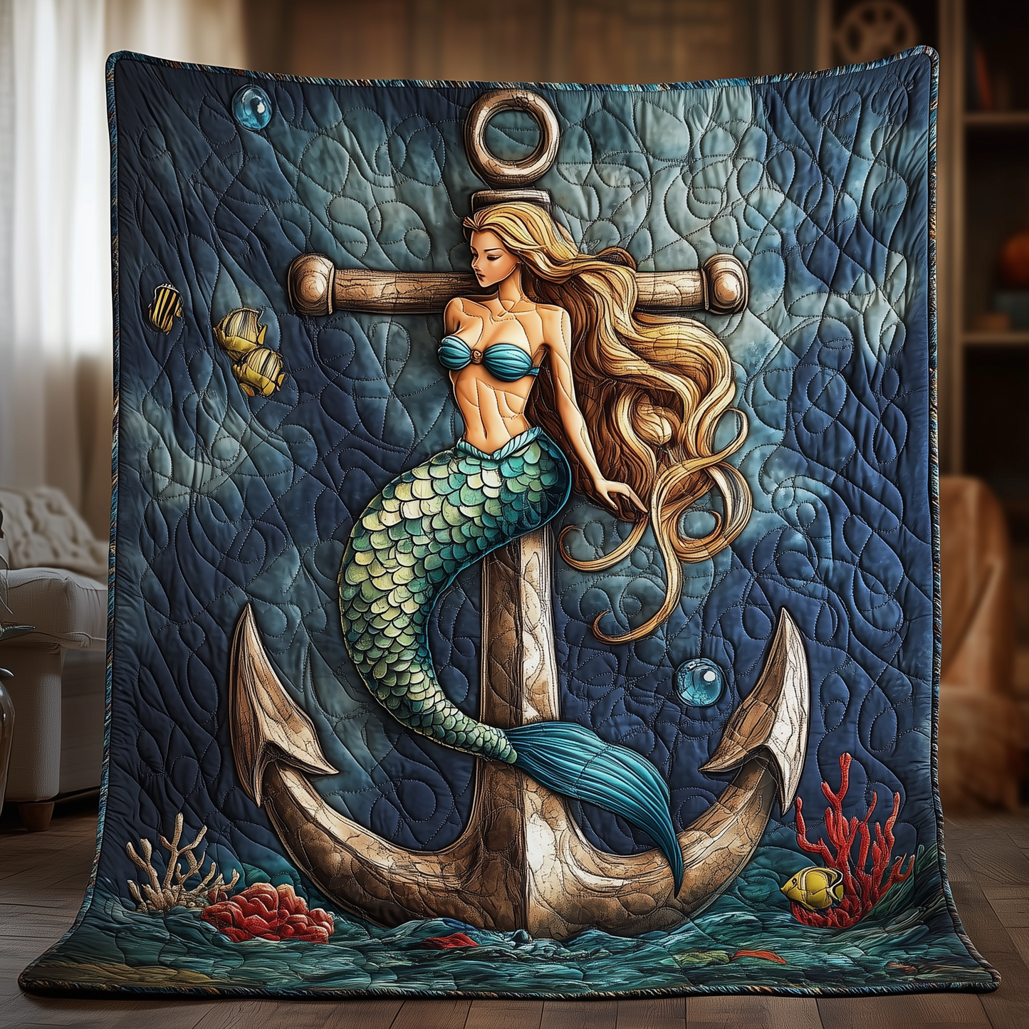 Mystic Mermaid Anchor Quilted Blanket GFTOHD1685