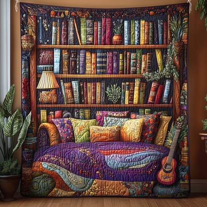 Vintage Mystic Bookshelf Quilted Blanket GFTOHD1818