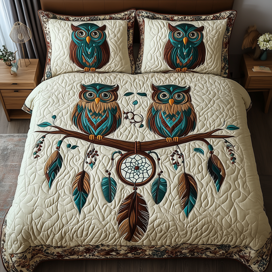 Whimsical Owl Dreams 3-Piece Quilted Bedding Set GFTOHD2072