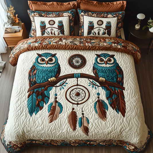 Dreamy Owl Perch 3-Piece Quilted Bedding Set GFTOHD2073