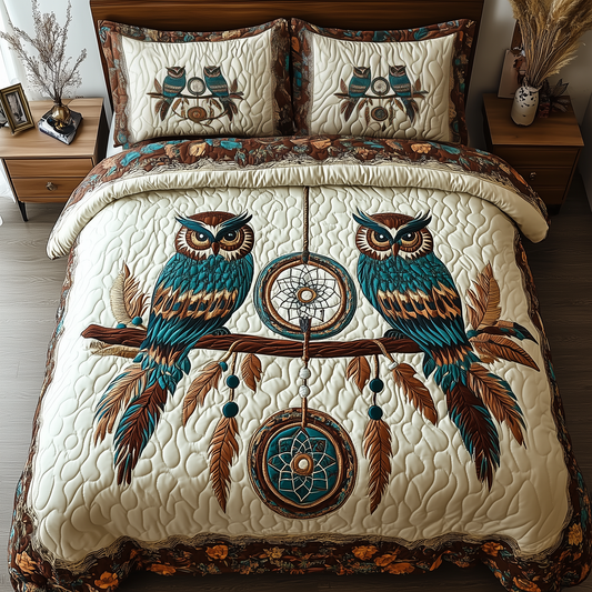 Feathers and Dreams 3-Piece Quilted Bedding Set GFTOHD2074