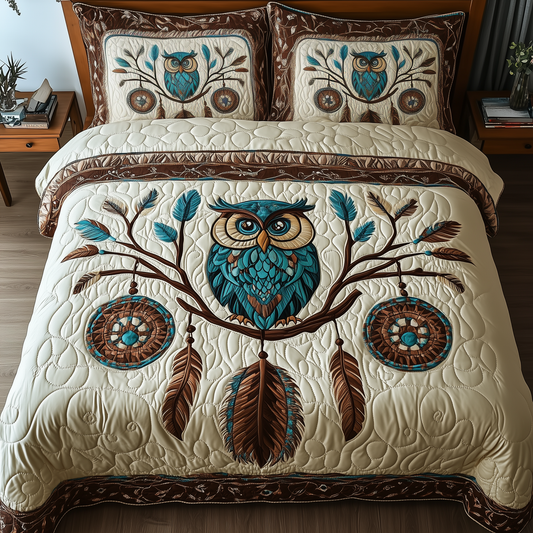 Owls and Dreams 3-Piece Quilted Bedding Set GFTOHD2075