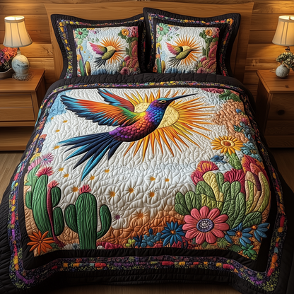 Hummingbird Sunset Flight 3-Piece Quilted Bedding Set GFTOHD2080