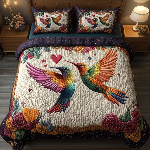 Rose Garden Romance 3-Piece Quilted Bedding Set GFTOHD2090