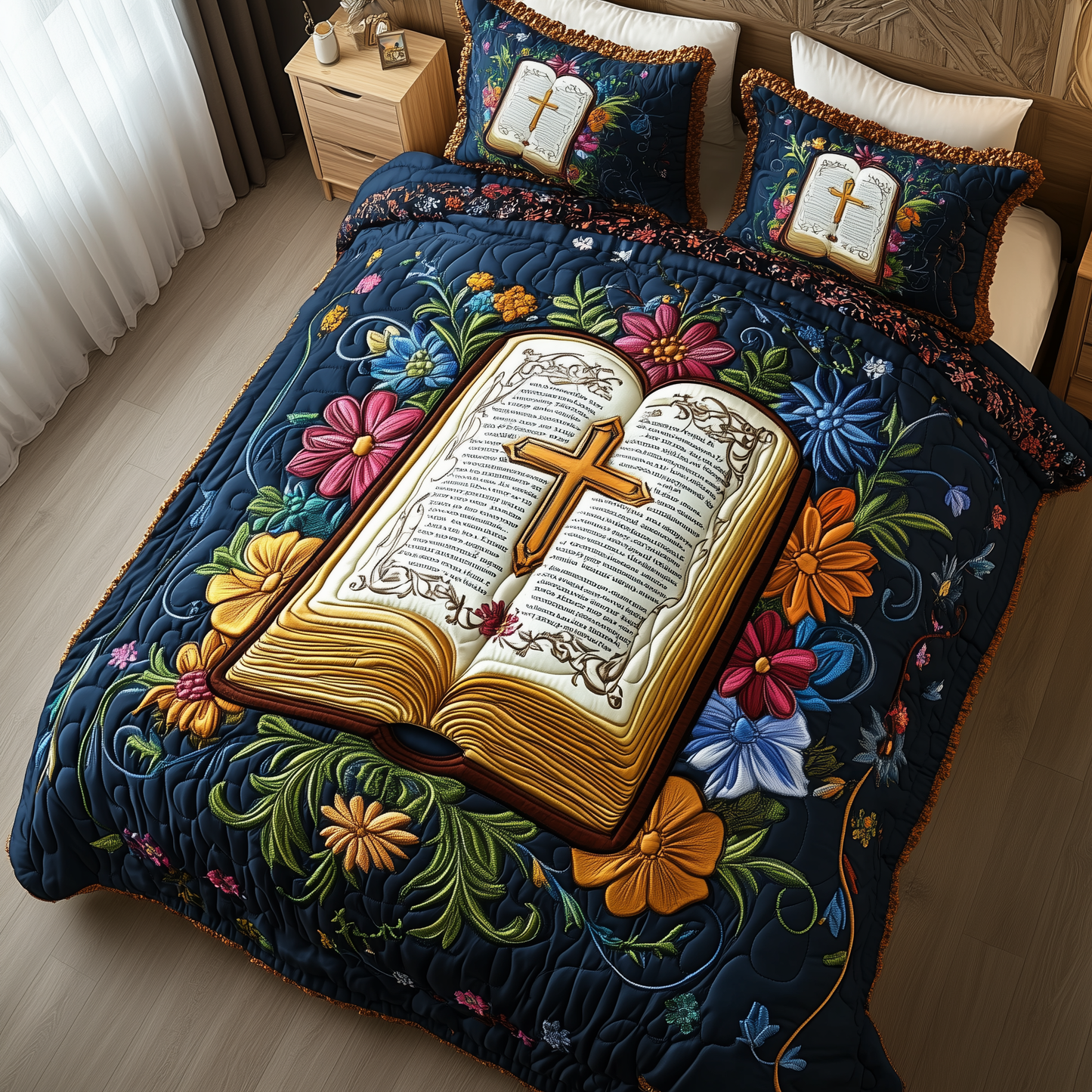 Blessings in Bloom 3-Piece Quilted Bedding Set GFTOHD2116