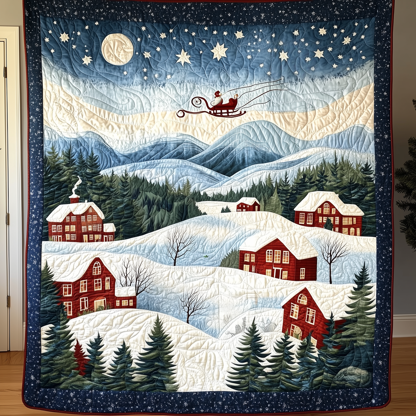 Holy Snowy Village Quilted Blanket GFTOHD213