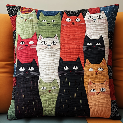 Colorful Cat Gaze Quilted Pillow Case GFTOHD217