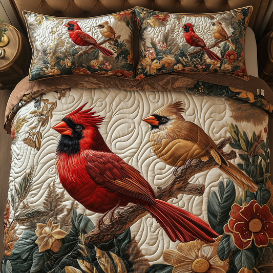 Cardinal Love Dance 3-Piece Quilted Bedding Set GFTOHD2182