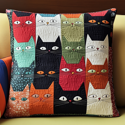Colorful Cat Gaze Quilted Pillow Case GFTOHD218